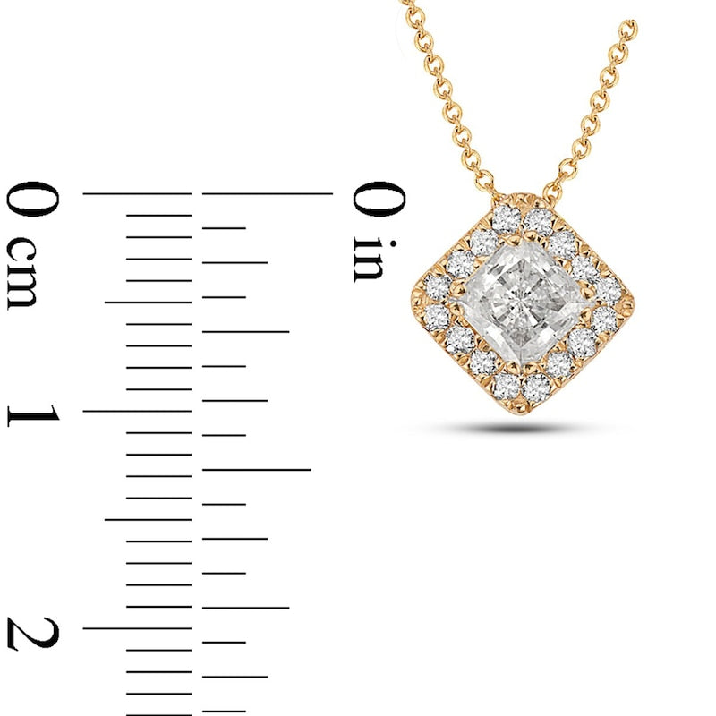 0.5 CT. T.W. Princess-Cut Natural Diamond Tilted Frame Pendant in 10K Yellow Gold