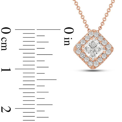 0.5 CT. T.W. Princess-Cut Natural Diamond Tilted Frame Pendant in 10K Rose Gold