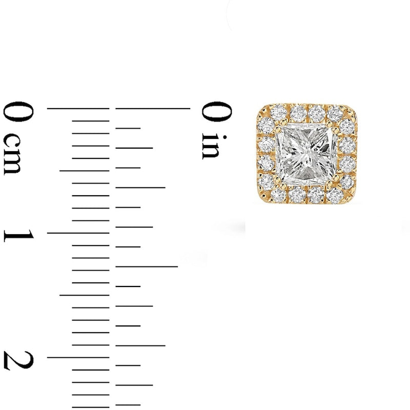 1 CT. T.W. Princess-Cut Diamond Frame Stud Earrings in 10K Gold
