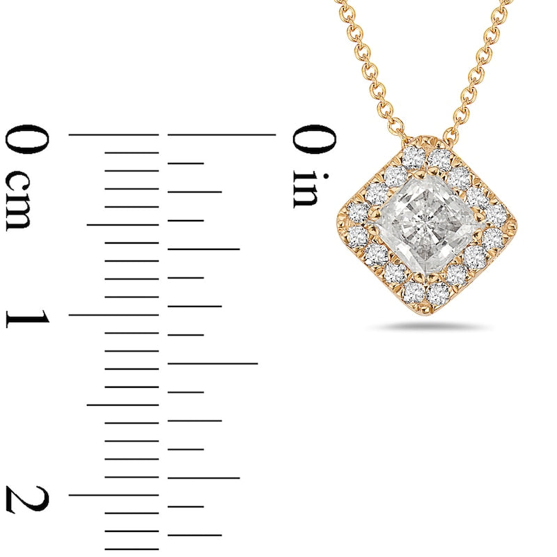 0.75 CT. T.W. Princess-Cut Natural Diamond Tilted Frame Pendant in 10K Yellow Gold