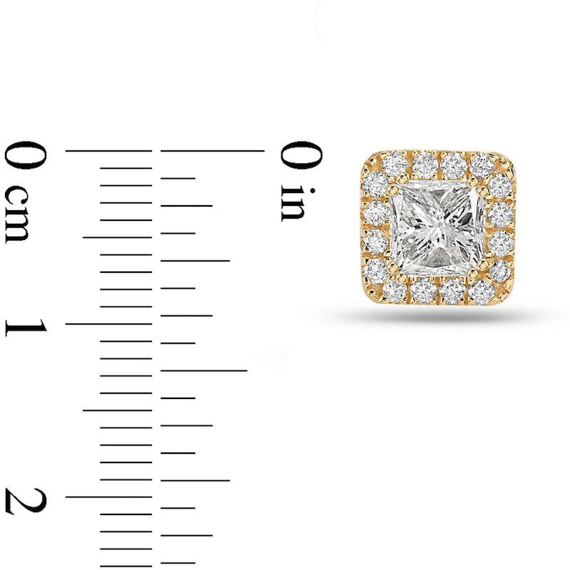 1.25 CT. T.W. Princess-Cut Diamond Frame Stud Earrings in 10K Gold
