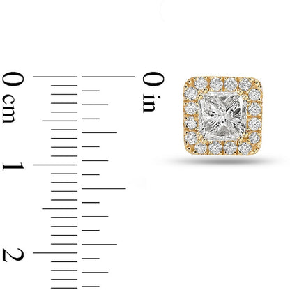 1.25 CT. T.W. Princess-Cut Diamond Frame Stud Earrings in 10K Gold