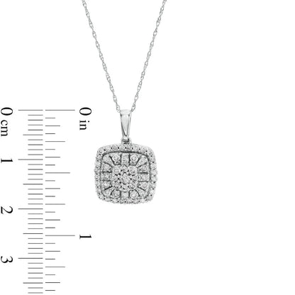 0.5 CT. T.W. Composite Cushion-Shaped Natural Diamond Frame Pendant in 10K White Gold