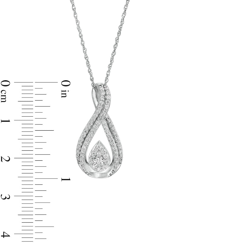 0.5 CT. T.W. Composite Pear-Shaped Natural Diamond Double Row Pendant in 10K White Gold