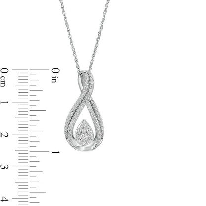 0.5 CT. T.W. Composite Pear-Shaped Natural Diamond Double Row Pendant in 10K White Gold