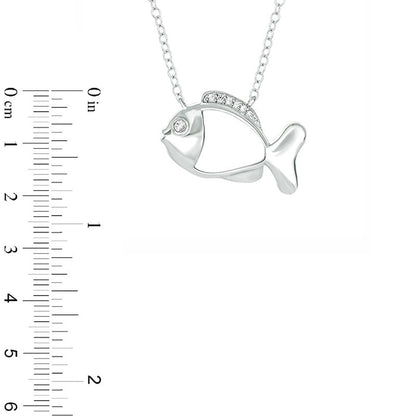 0.05 CT. T.W. Natural Diamond Fish Pendant in Sterling Silver