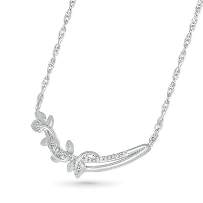 0.1 CT. T.W. Natural Diamond Twisted Vine Branch Necklace in Sterling Silver