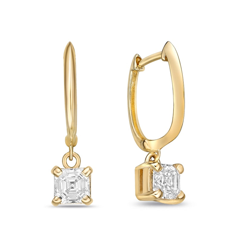 1 CT. T.W. Certified Asscher-Cut Diamond Solitaire Drop Earrings in 14K Gold (I/VS2)