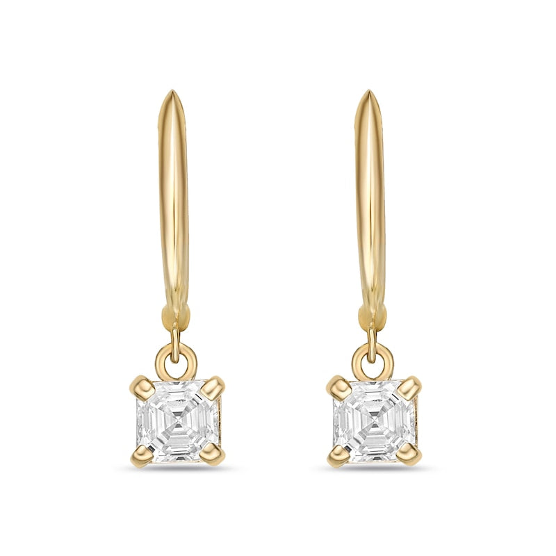 1 CT. T.W. Certified Asscher-Cut Diamond Solitaire Drop Earrings in 14K Gold (I/VS2)