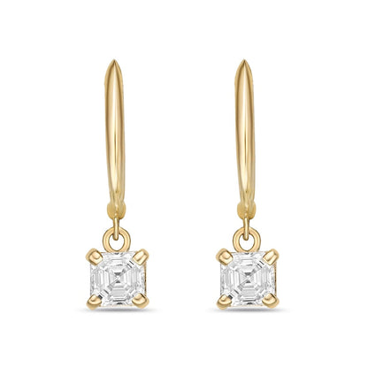 1 CT. T.W. Certified Asscher-Cut Diamond Solitaire Drop Earrings in 14K Gold (I/VS2)