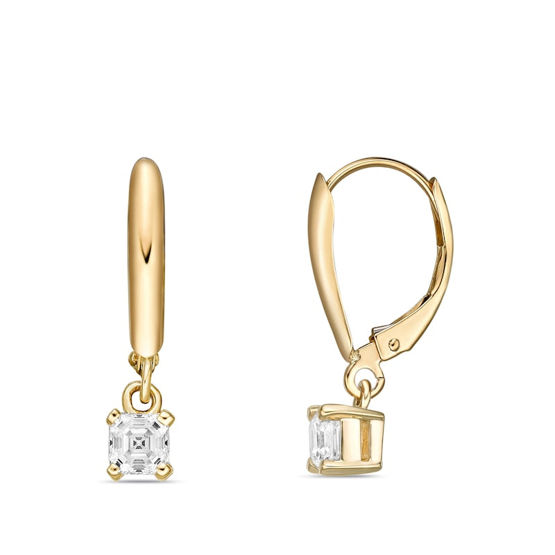 1 CT. T.W. Certified Asscher-Cut Diamond Solitaire Drop Earrings in 14K Gold (I/VS2)