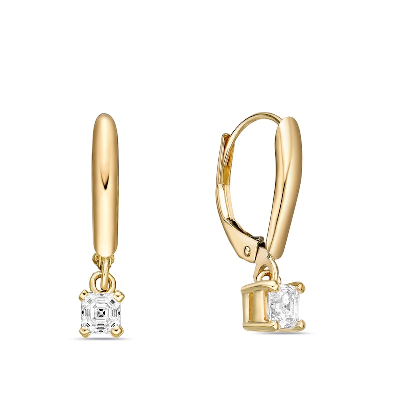1 CT. T.W. Certified Asscher-Cut Diamond Solitaire Drop Earrings in 14K Gold (I/VS2)