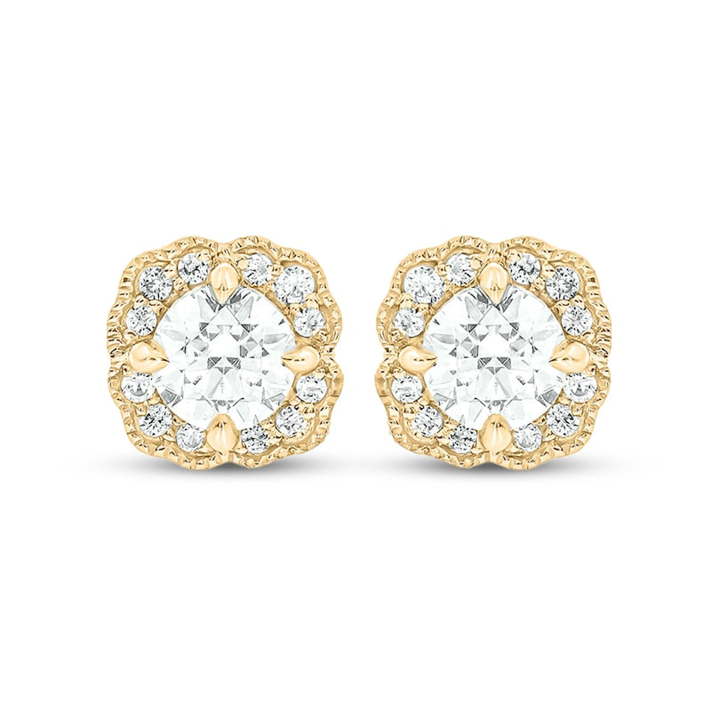 0.5 CT. T.W. Diamond Flower Frame Vintage-Style Stud Earrings in 10K Gold (I/I2)