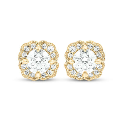 0.5 CT. T.W. Diamond Flower Frame Vintage-Style Stud Earrings in 10K Gold (I/I2)
