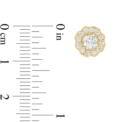 0.75 CT. T.W. Diamond Frame Vintage-Style Scallop Edge Stud Earrings in 10K Gold (I/I2)