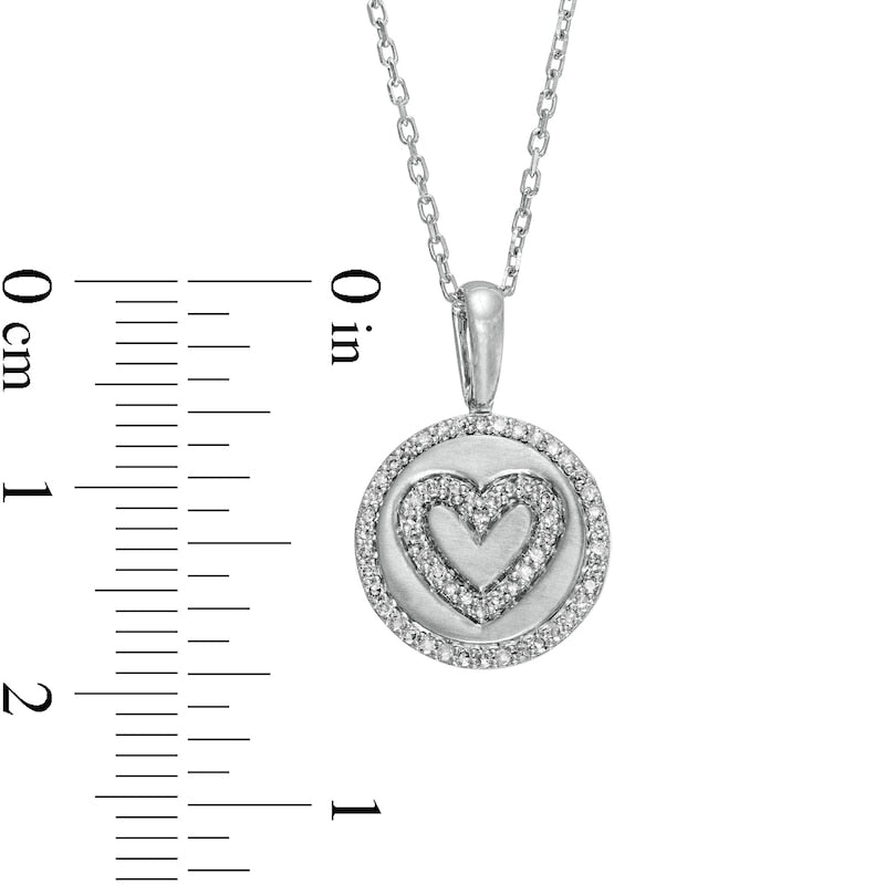 0.2 CT. T.W. Natural Diamond Frame Heart in Circle Pendant in Sterling Silver