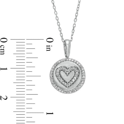 0.2 CT. T.W. Natural Diamond Frame Heart in Circle Pendant in Sterling Silver