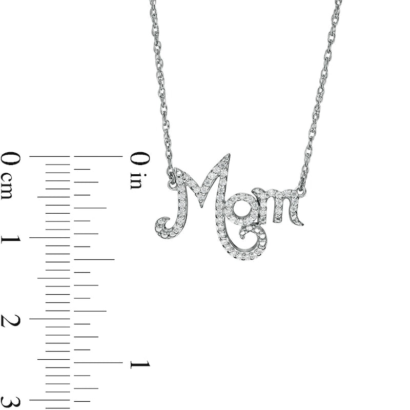 0.17 CT. T.W. Natural Diamond Mom" Necklace in Sterling Silver"