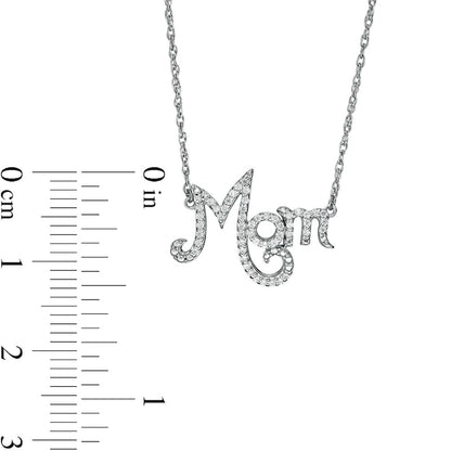 0.17 CT. T.W. Natural Diamond Mom" Necklace in Sterling Silver"