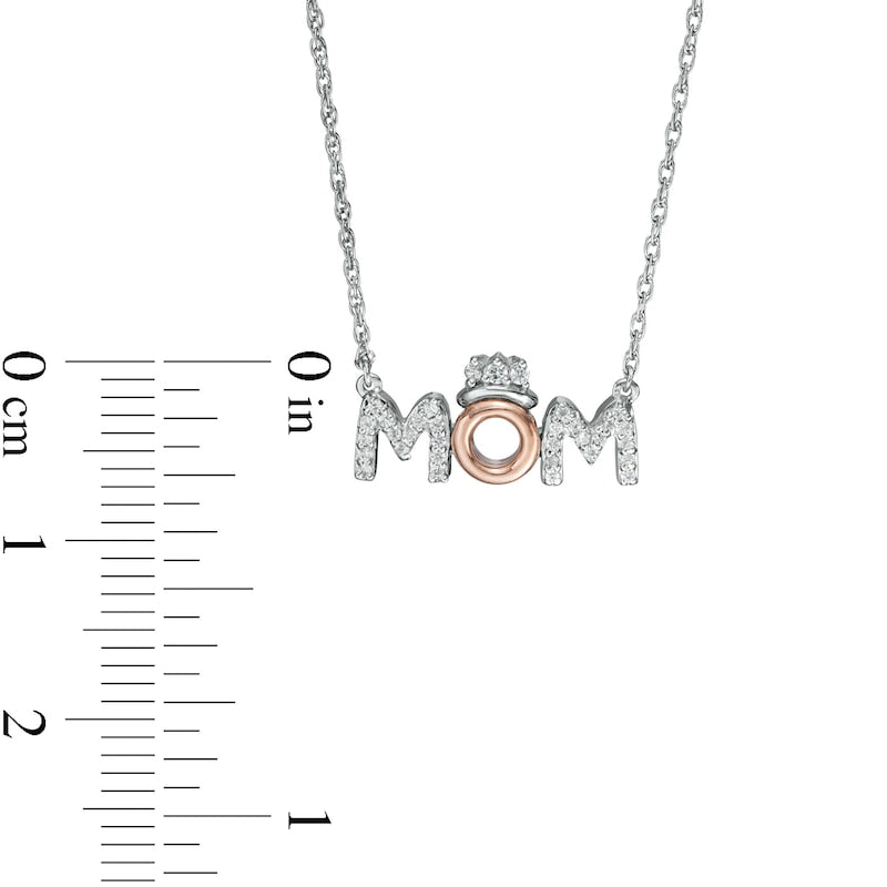 0.1 CT. T.W. Natural Diamond MOM" with Crown in Sterling Silver with 10K Rose Gold"