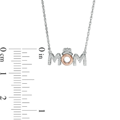 0.1 CT. T.W. Natural Diamond MOM" with Crown in Sterling Silver with 10K Rose Gold"