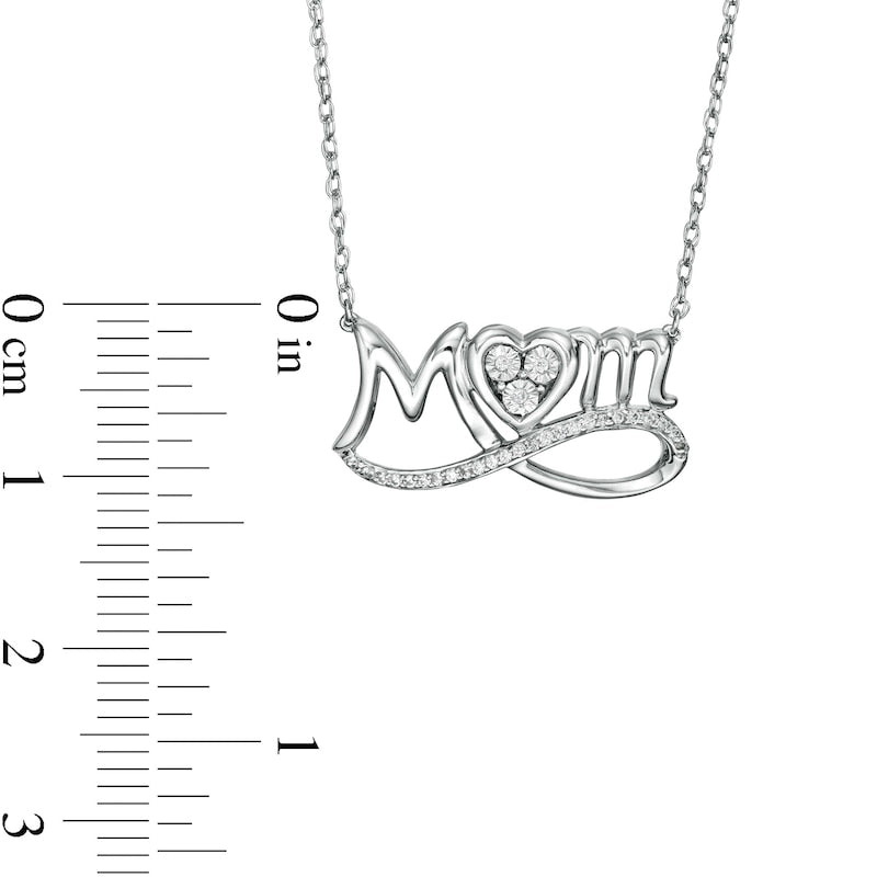 0.05 CT. T.W. Natural Diamond Looped MOM" and Heart Trio Necklace in Sterling Silver"