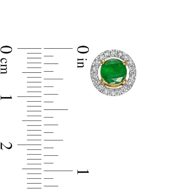 5.5mm Emerald and 0.33 CT. T.W. Diamond Frame Stud Earrings in 14K Gold