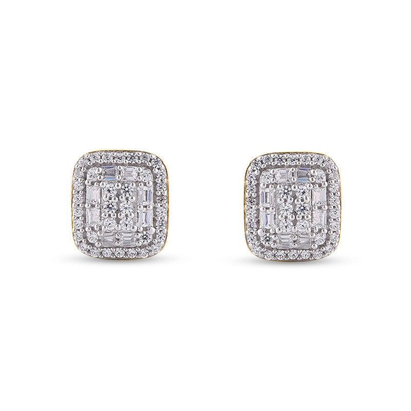 0.33 CT. T.W. Composite Diamond Rectangular Frame Stud Earrings in 10K Gold