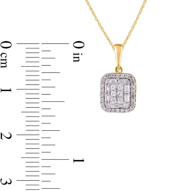 0.25 CT. T.W. Composite Natural Diamond Rectangular Frame Pendant in 10K Yellow Gold
