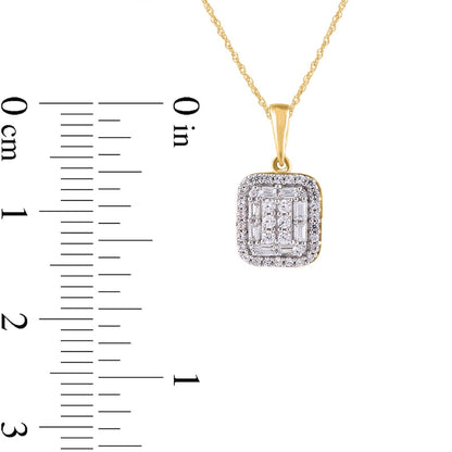 0.25 CT. T.W. Composite Natural Diamond Rectangular Frame Pendant in 10K Yellow Gold