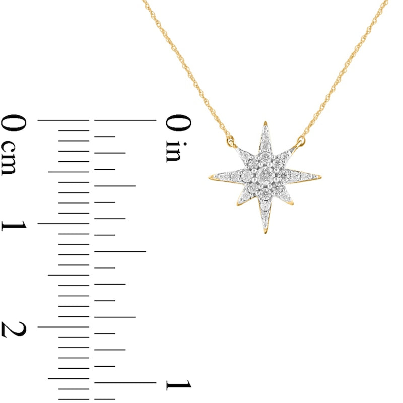 0.17 CT. T.W. Natural Diamond North Star Necklace in 10K Yellow Gold