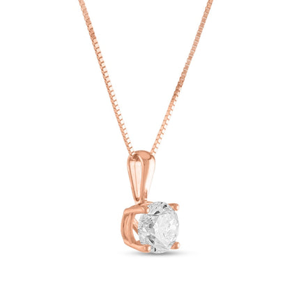 1 CT. Natural Clarity Enhanced Solitaire Pendant in 14K Rose Gold (J/I3)