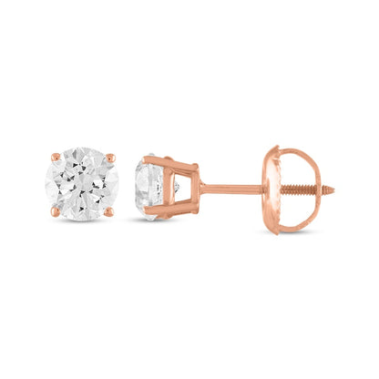 0.5 CT. T.W. Certified Diamond Stud Earrings in 14K Rose Gold (I/I1)