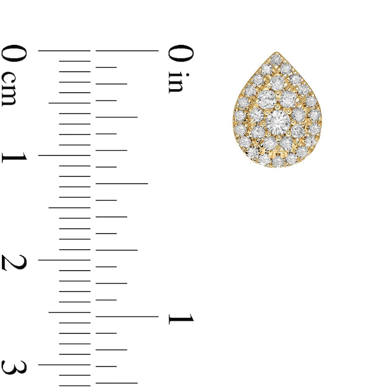 0.75 CT. T.W. Composite Pear-Shaped Diamond Frame Stud Earrings in 10K Gold