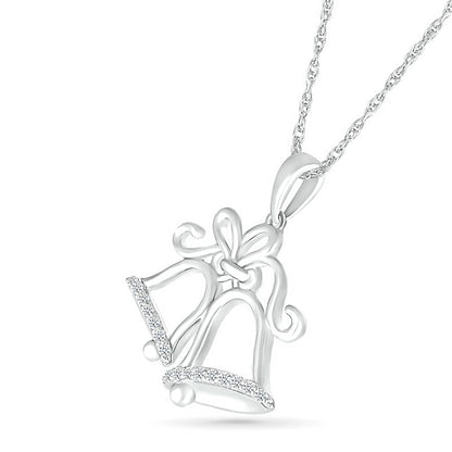0.07 CT. T.W. Natural Diamond Holiday Bells Pendant in Sterling Silver