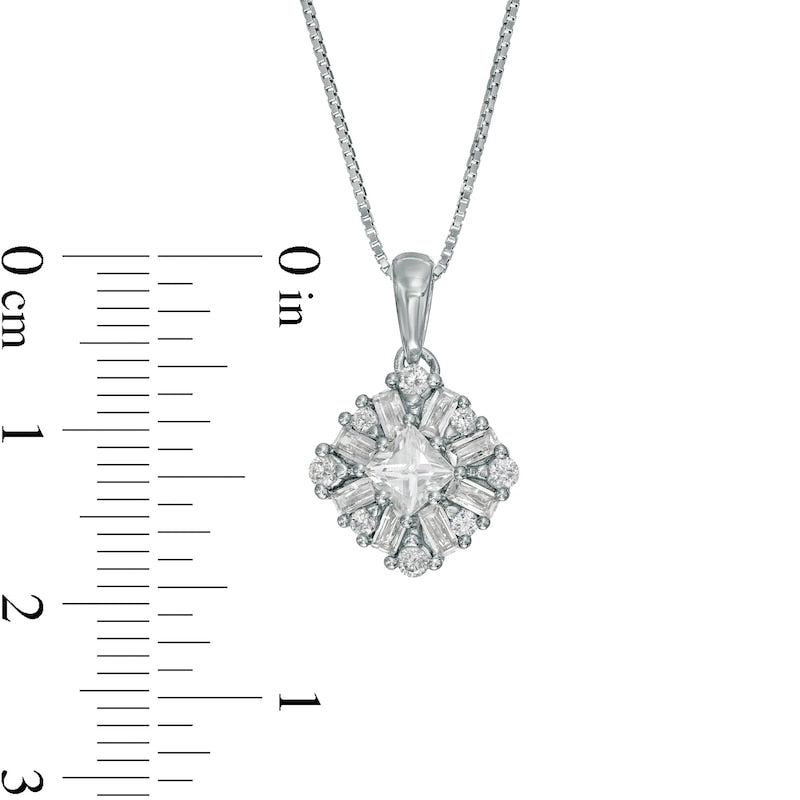 0.75 CT. T.W. Natural Diamond Tilted Cushion Pendant in 10K White Gold