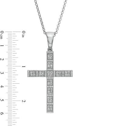 Men's 1.63 CT. T.W. Natural Diamond Cross Pendant in 10K White Gold - 22