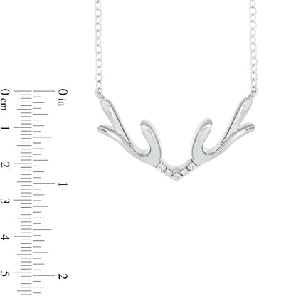 Natural Diamond Accent Antlers Necklace in Sterling Silver