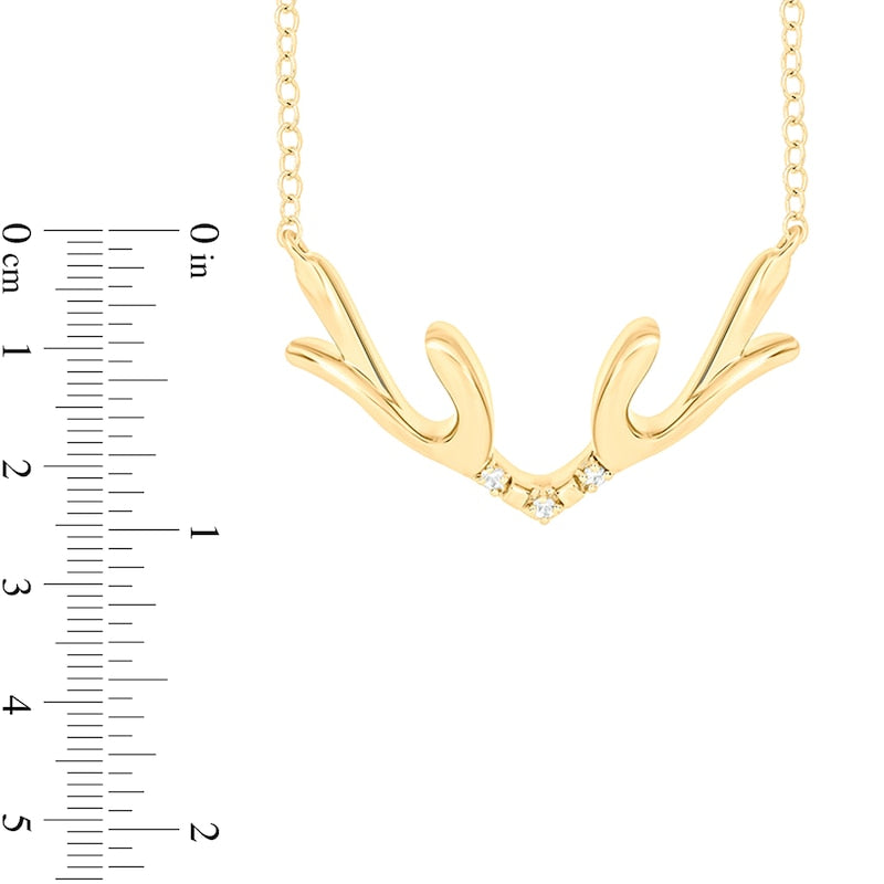 Natural Diamond Accent Antlers Necklace in Sterling Silver with 14K Gold Plate