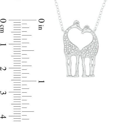 0.1 CT. T.W. Natural Diamond Motherly Love Giraffes Pendant in Sterling Silver