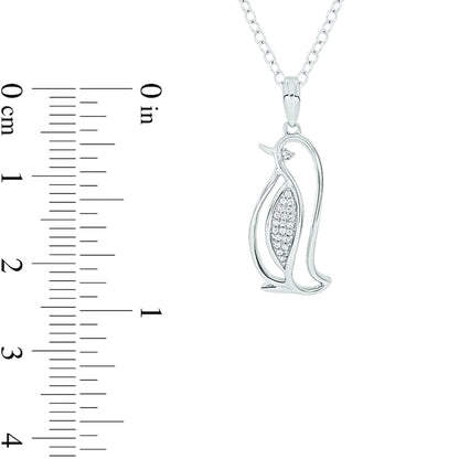 0.05 CT. T.W. Natural Diamond Penguin Pendant in Sterling Silver
