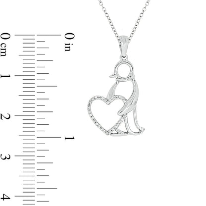0.05 CT. T.W. Natural Diamond Penguin with Heart Pendant in Sterling Silver