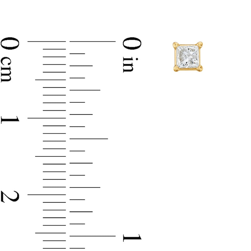 0.38 CT. T.W. Princess-Cut Diamond Solitaire Stud Earrings in 14K Gold (J/I1)