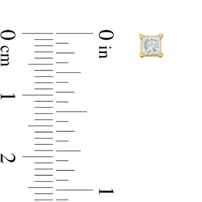 0.38 CT. T.W. Princess-Cut Diamond Solitaire Stud Earrings in 14K Gold (J/I1)