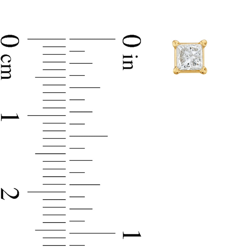 0.63 CT. T.W. Princess-Cut Diamond Solitaire Stud Earrings in 14K Gold (J/I1)