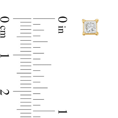 0.63 CT. T.W. Princess-Cut Diamond Solitaire Stud Earrings in 14K Gold (J/I1)