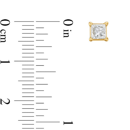 0.88 CT. T.W. Princess-Cut Diamond Solitaire Stud Earrings in 14K Gold (J/I1)
