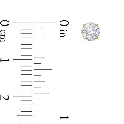 0.88 CT. T.W. Diamond Solitaire Stud Earrings in 14K Gold (J/I1)