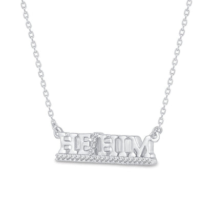 0.1 CT. T.W. Natural Diamond Underlined HE/HIM" Necklace in Sterling Silver"