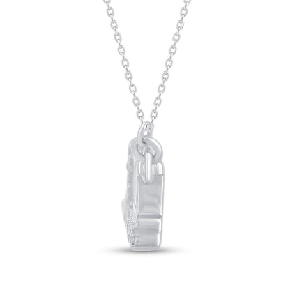 0.1 CT. T.W. Natural Diamond Underlined HE/HIM" Necklace in Sterling Silver"